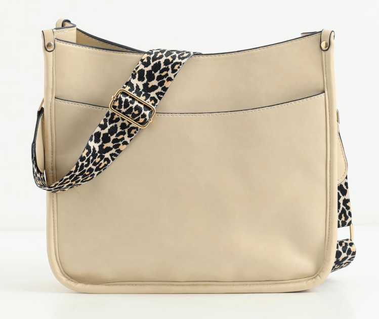 Cream Crossbody Purse Leopard Print Strap vendor-unknown Handbags