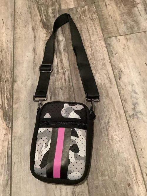 Grey & Black Camo Neoprene Phone Bag vendor-unknown Handbag