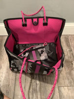 Grey Camo Pink Stripe Neoprene Tote Bag vendor-unknown Handbag