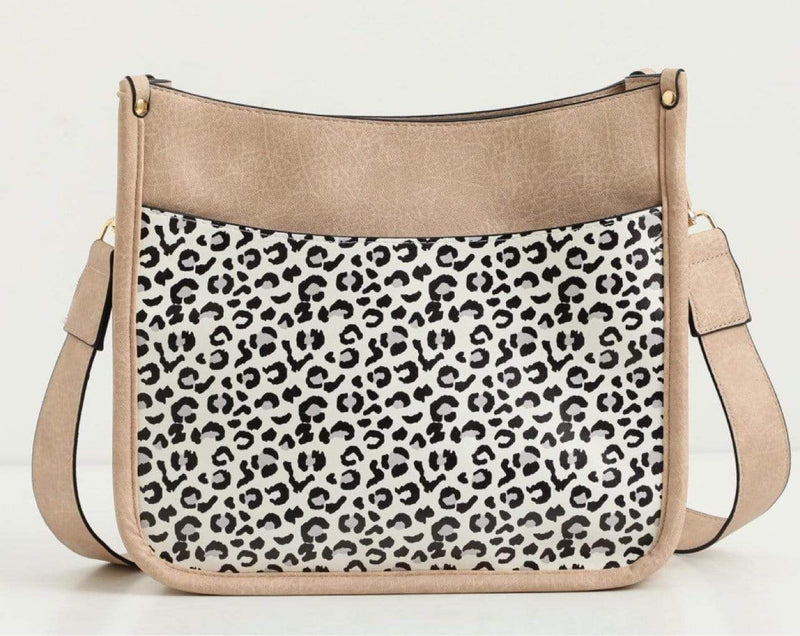 Khaki Crossbody Purse Black Leopard Print Pocket vendor-unknown Handbags