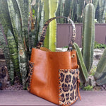 Leopard Print Side Pocket Hobo Bag vendor-unknown Camel Handbag & Wallet Accessories