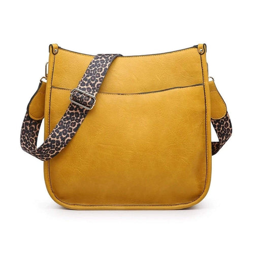 Mustard Crossbody Purse Leopard Print Strap vendor-unknown Handbags