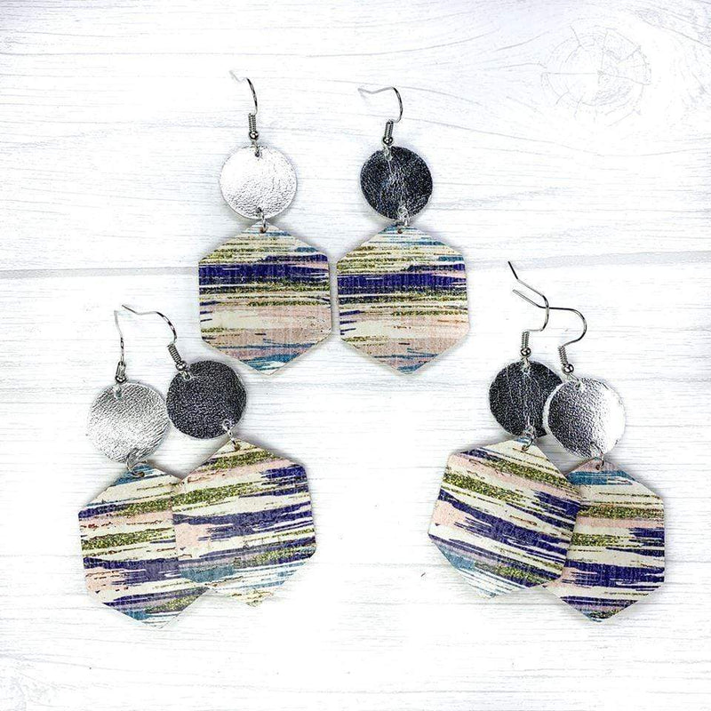 Paint Strokes Hexagon Earrings vendor-unknown