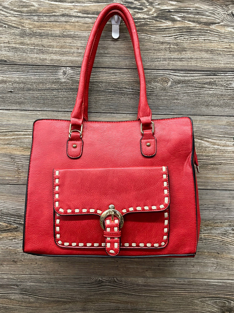 Red Shoulder Bag with Stitch Detail vendor-unknown Handbags