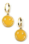 Smile Face Charm Hoop Earrings vendor-unknown #1 Yellow Earrings