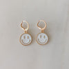 Smile Face Charm Hoop Earrings vendor-unknown #2 White Earrings