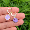 Smile Face Charm Hoop Earrings vendor-unknown #3 Lavender Earrings