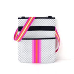 White Neoprene Crossbody with Pink & Orange Stripe vendor-unknown Handbag