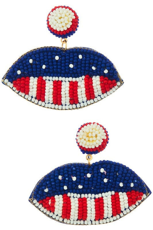 Beaded Patriotic Lip Earrings Viola Earrings