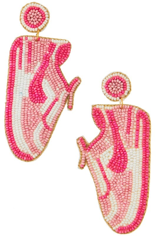 Pink Beaded Sneaker Earrings Viola Earrings