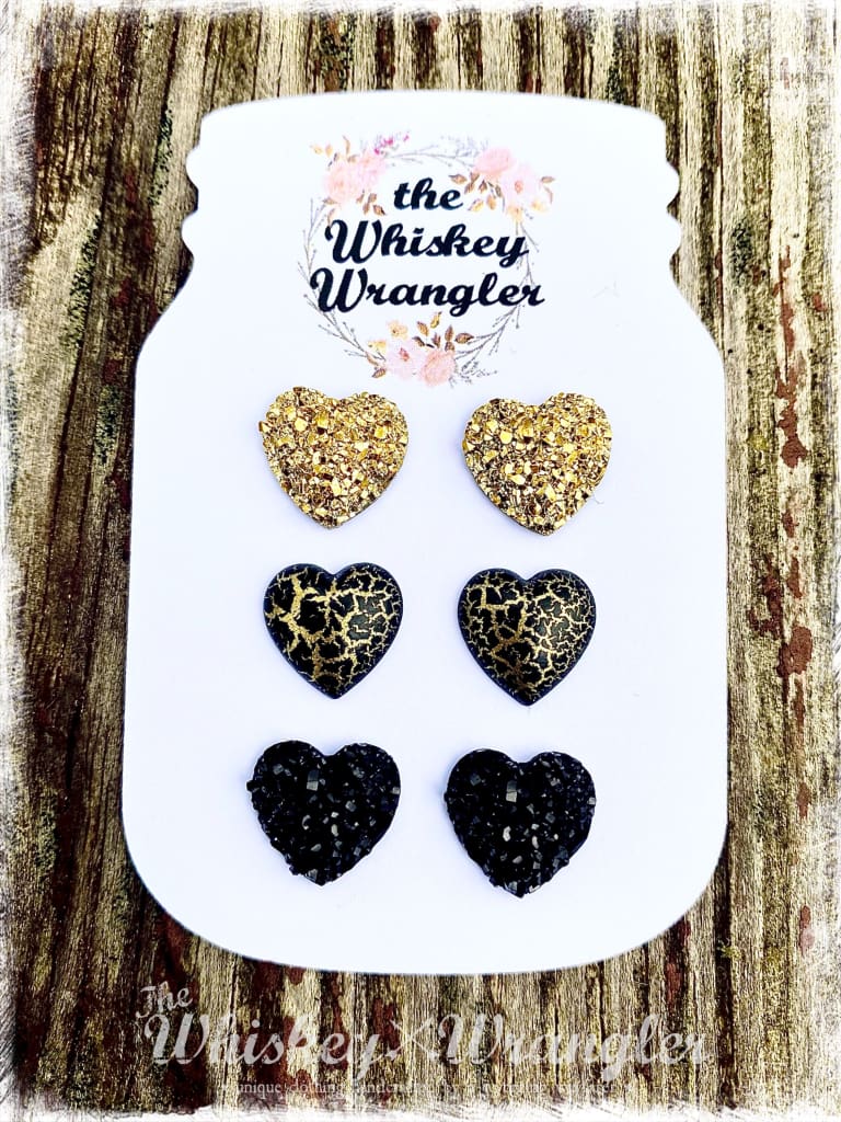 Valentine Earring Trio Set Whiskey Wrangler Black Earrings